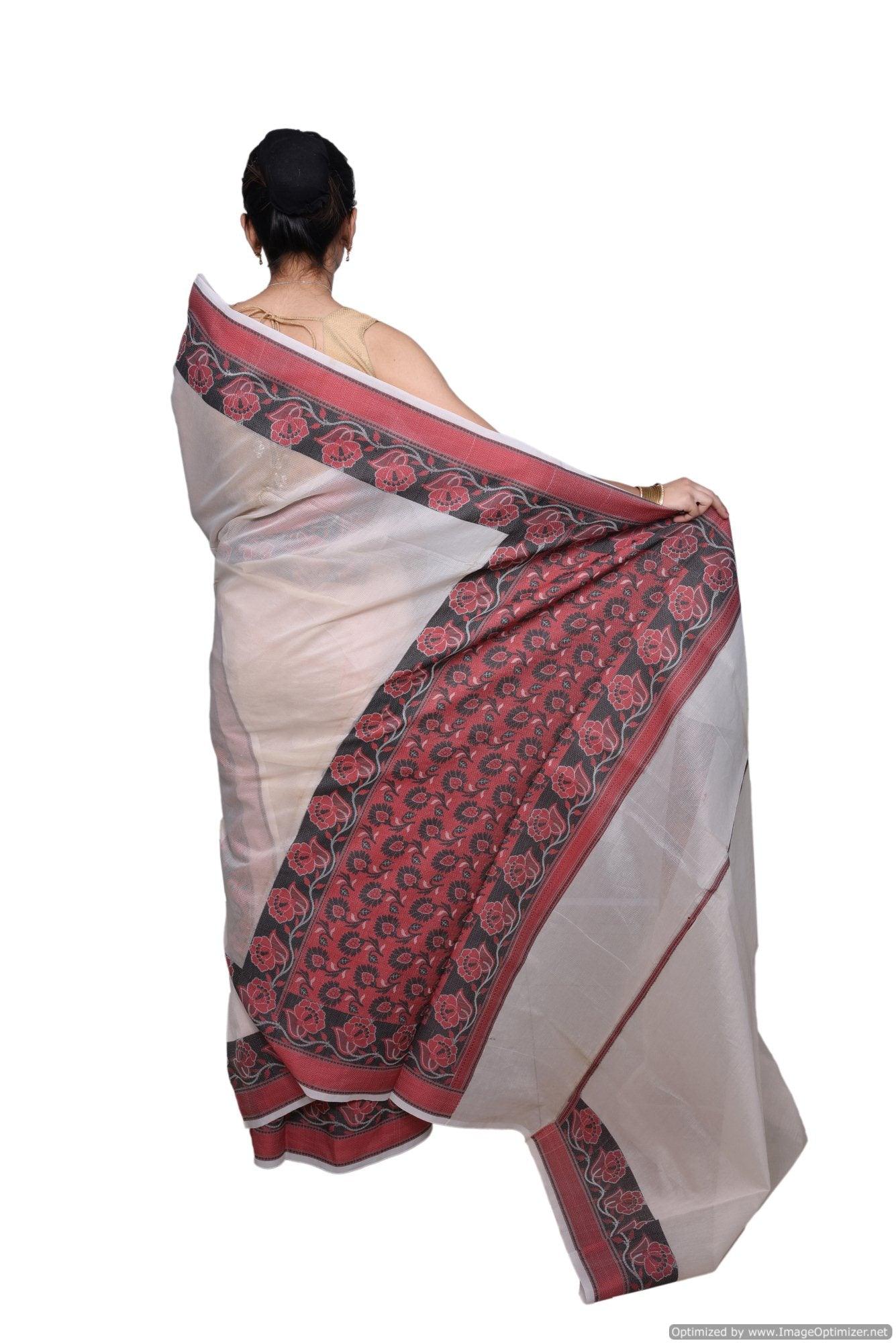 Designer Off White Kota Cotton Saree with Weaven Border KCS115-Ethnic's By Anvi Creations-Handloom Saree