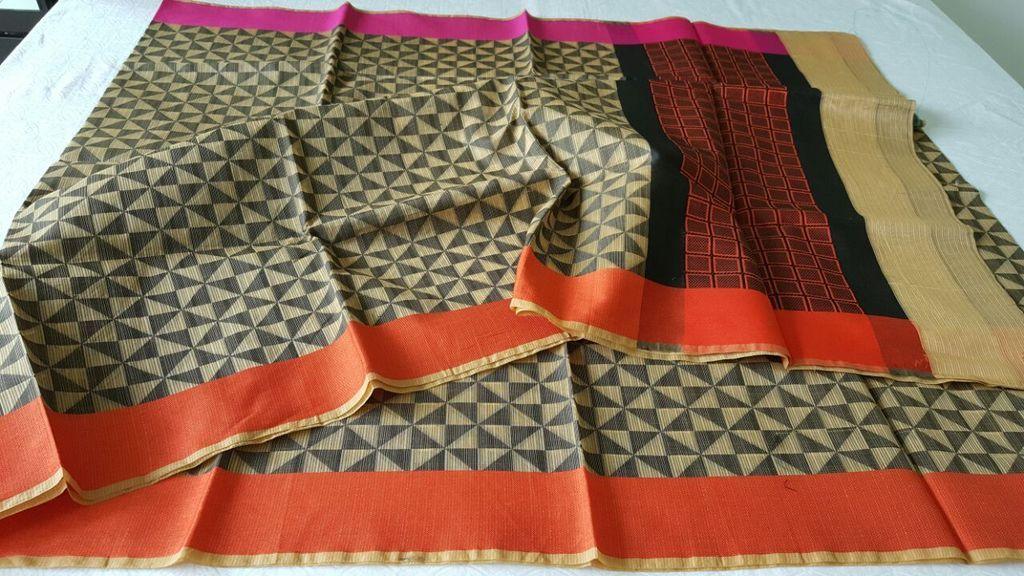 Designer Yellow Printed Weaven Palla Kota Cotton Saree KCS116-Ethnic's By Anvi Creations-Handloom Saree