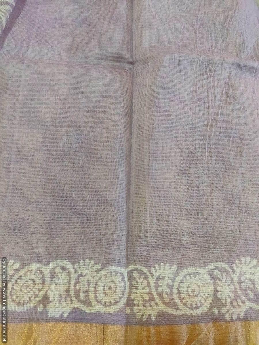 Light Purple Block Printed Pure Kota Cotton Saree with Blouse fabric KCS130 - Ethnic's By Anvi Creations
