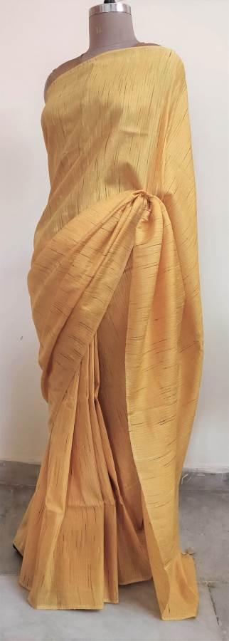 Exclusive Yellow Katan Ghicha Saree with Pure Ikkat Silk Blouse KG01 - Ethnic's By Anvi Creations