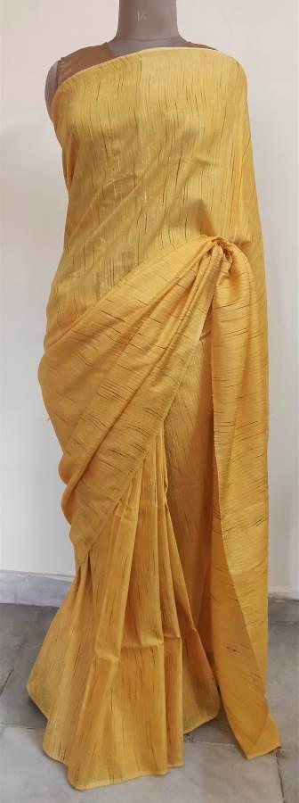 Exclusive Yellow Katan Ghicha Saree with Pure Ikkat Silk Blouse KG01 - Ethnic's By Anvi Creations