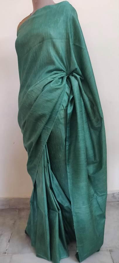 Exclusive Green Katan Ghicha Saree with Pure Ikkat Silk Blouse KG02 - Ethnic's By Anvi Creations