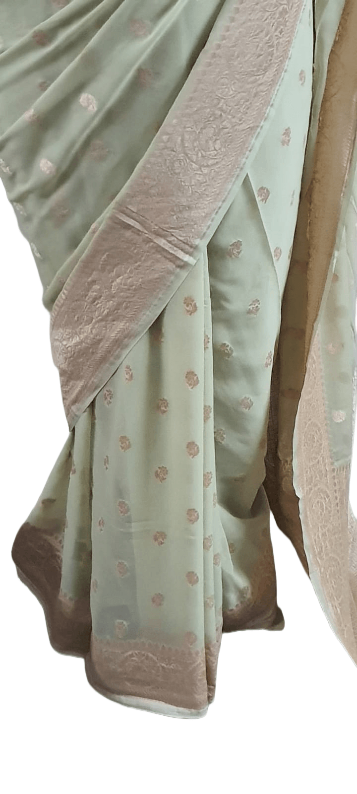 Exclusive Lime Green Pure Khaddi Georgette Banarasi Saree - Ethnic's By Anvi Creations