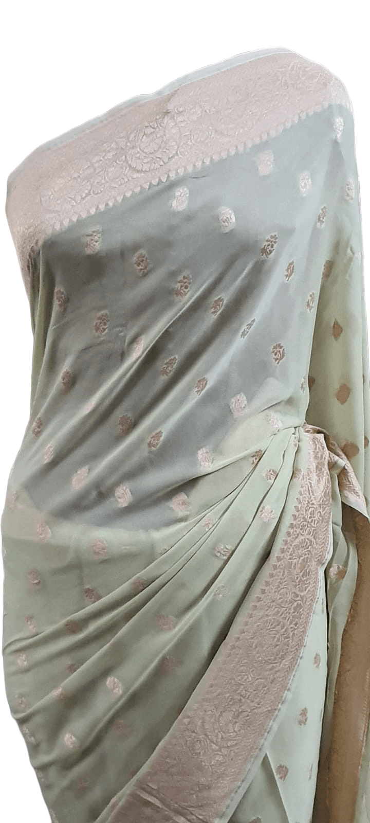 Exclusive Lime Green Pure Khaddi Georgette Banarasi Saree - Ethnic's By Anvi Creations