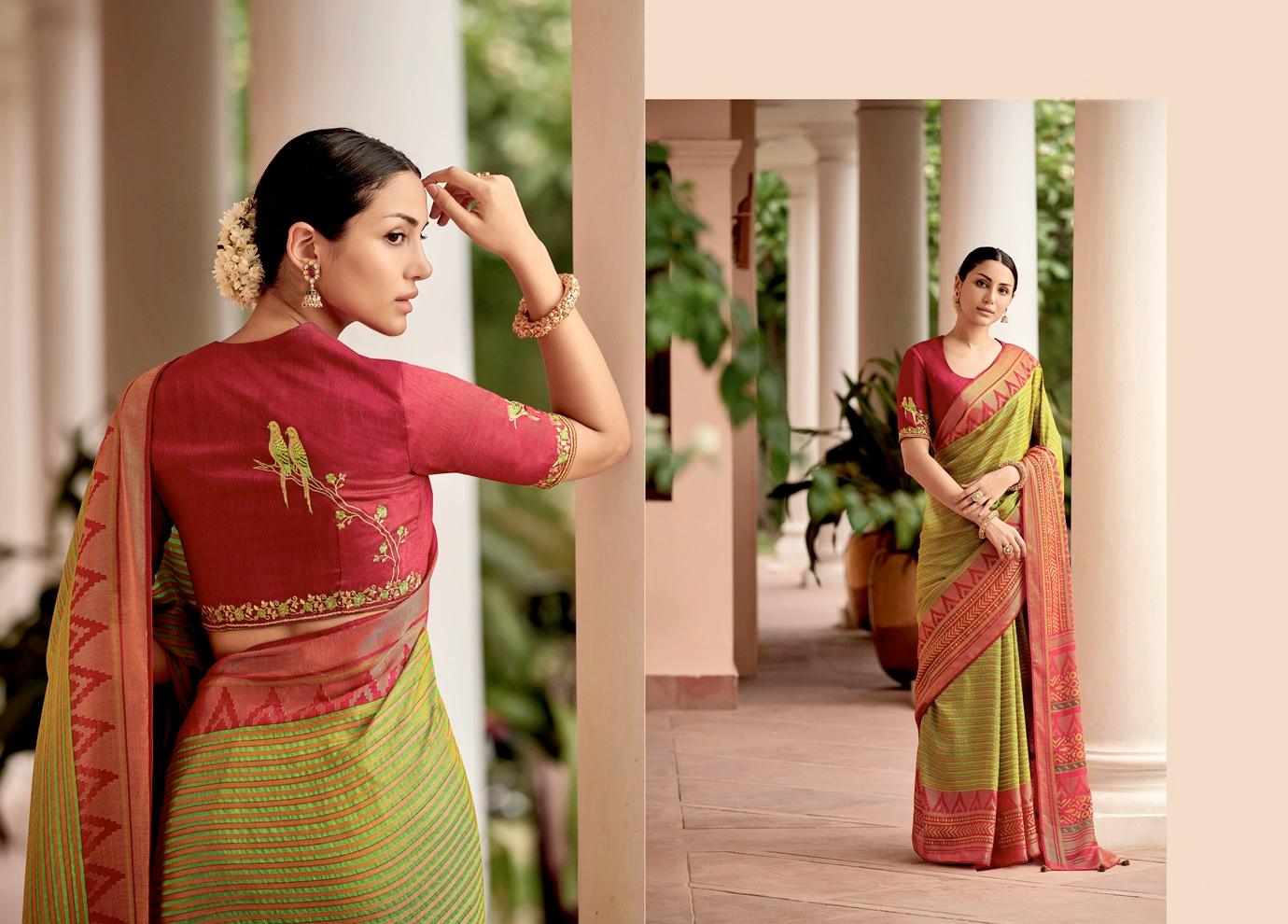 Green Paithani Weave Printed Saree with embroidered Blouse M041 - Ethnic's By Anvi Creations