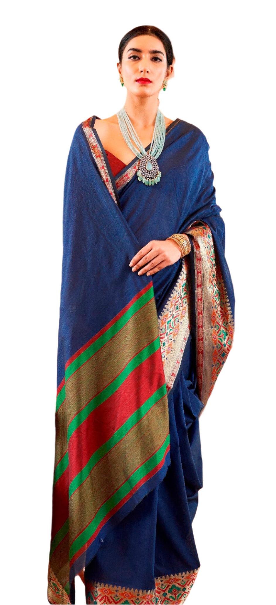 Designer Navy Blue Silk Saree KN05 - Ethnic's By Anvi Creations