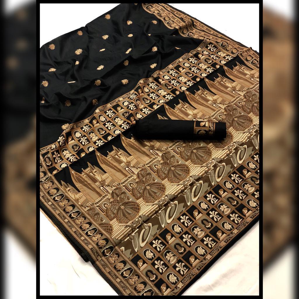 Designer Black Weaven Silk Saree KL09-Anvi Creations-Weaven Silk Saree