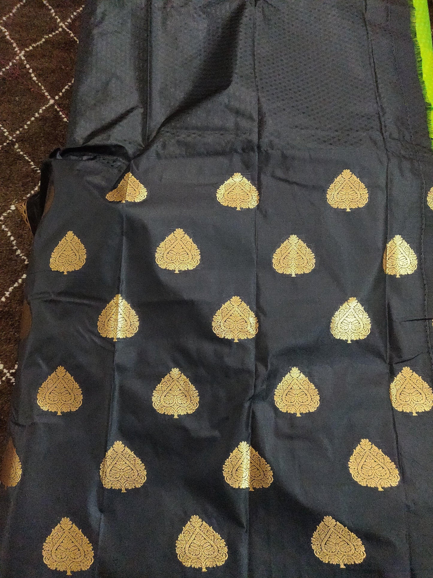 Green Black Kanchi Blend Kanjivaram Silk Saree Kanchi12-Anvi Creations-Kanchi Blend Saree,Kanjivaram Saree