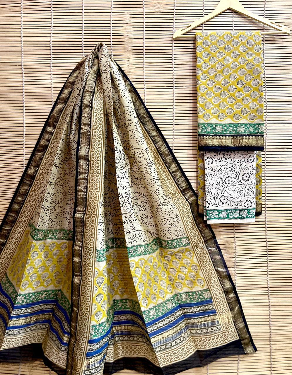 Exclusive Yellow Maheshwari Silk Salwar Kameez Dress Material MB20 - Ethnic's By Anvi Creations