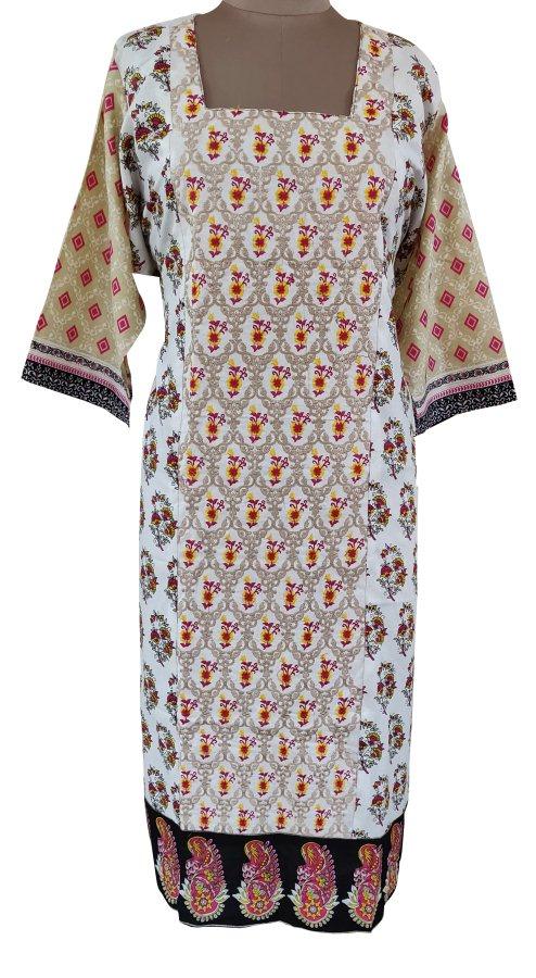 Designer White Semi Stitched Kurti Kurta Embroidered MS4B-Anvi Creations-Pakistani Kurti