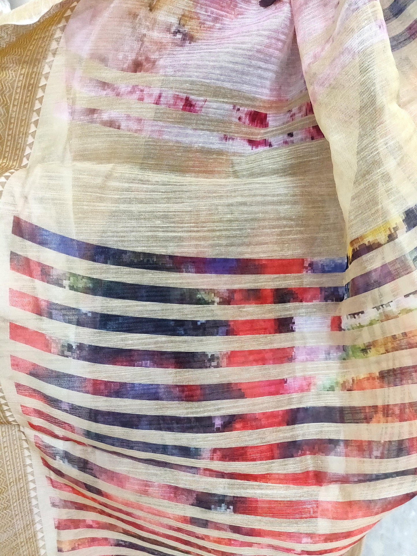 Designer Multi Digital Printed Linen Silk Saree ND04-Anvi Creations-Handloom saree,Linen Saree