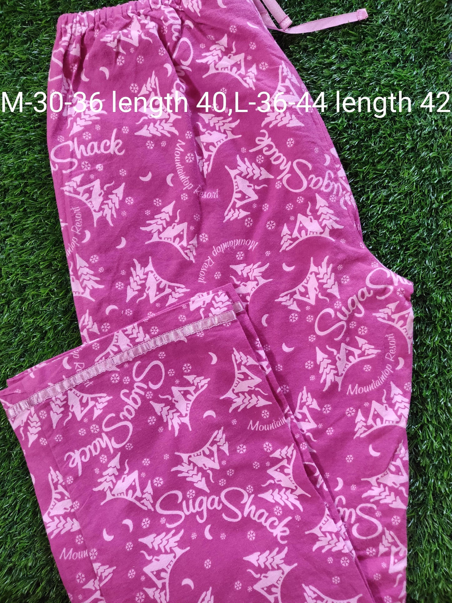 Pink Winter Wear Flannel Lounge Pant Pajama PJ01 - Ethnic's By Anvi Creations
