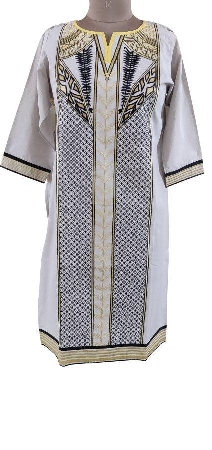 Semi Stitched Off White Pakistani Embroidered Kurti Kurta PK05-Anvi Creations-Pakistani Kurti