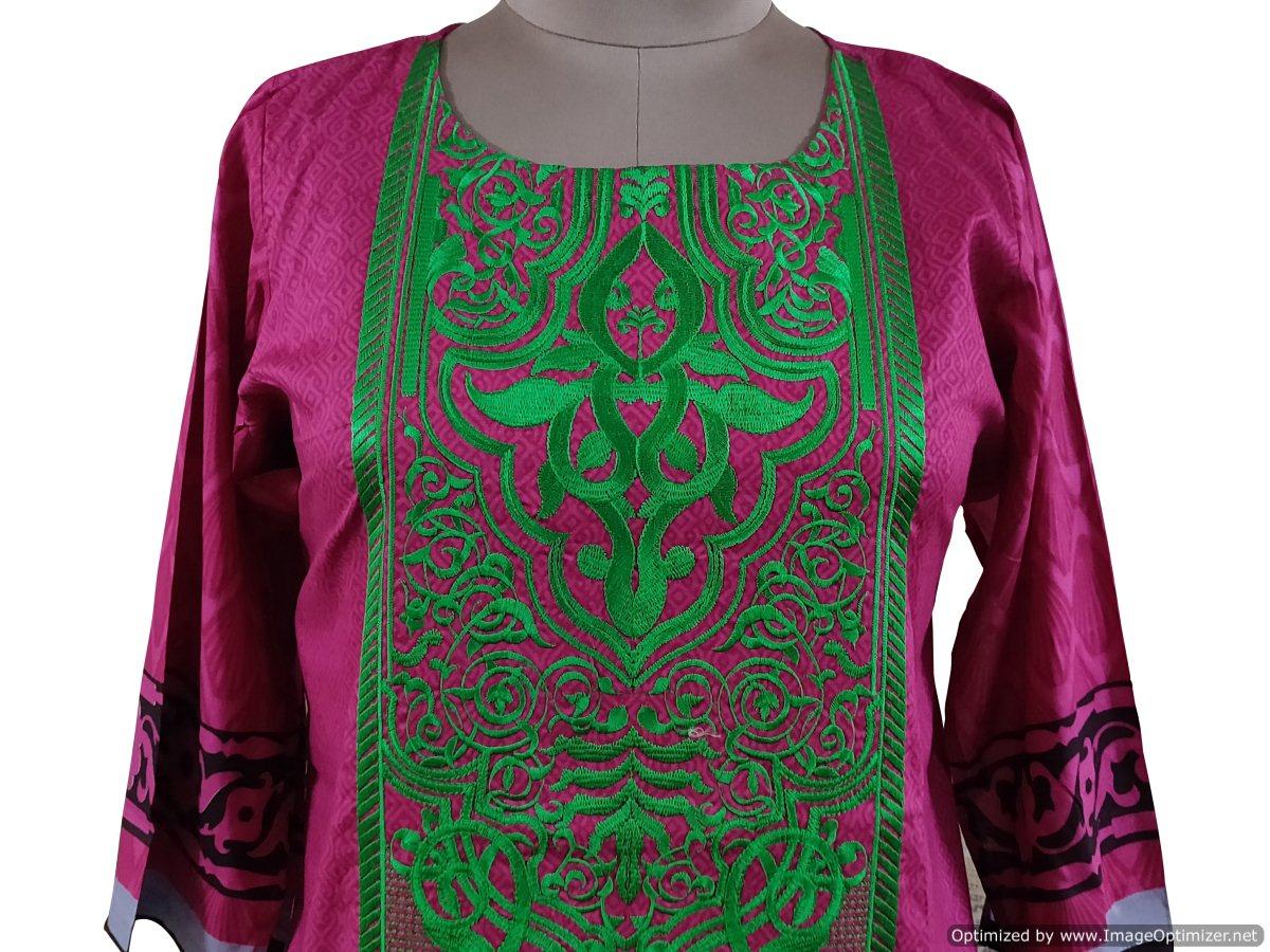 Semi Stitched Pink Pakistani Embroidered Kurti Kurta PK07-Anvi Creations-Pakistani Kurti
