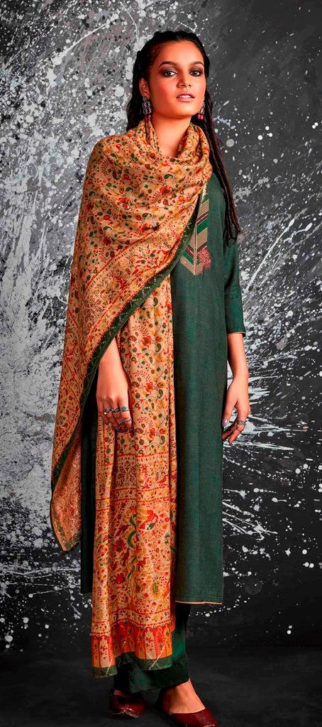 Pashmina Shawls To Wear Over Dresses Green Fine Spun Cotton With