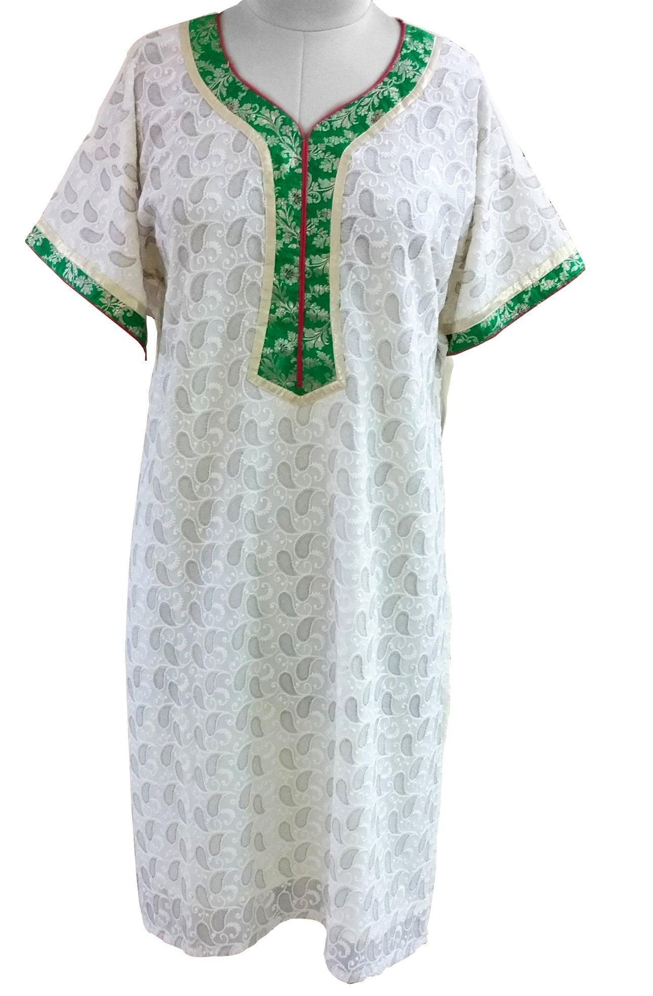 Off White chiffon self embroidery Semi-Stitched Kurta SC605-Anvi Creations-Kurta,Kurti,Top,Tunic