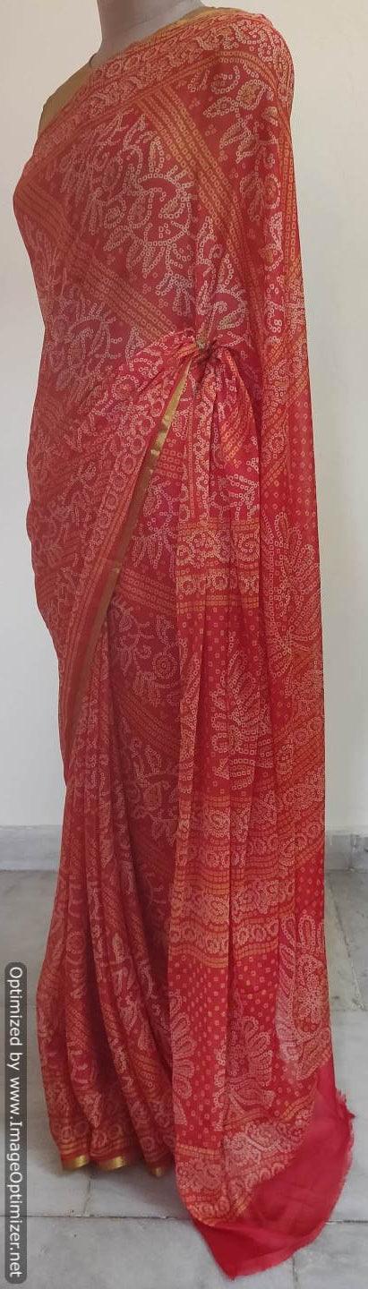 Bandhani Printed Chiffon Chinon Saree SHV01 - Ethnic's By Anvi Creations