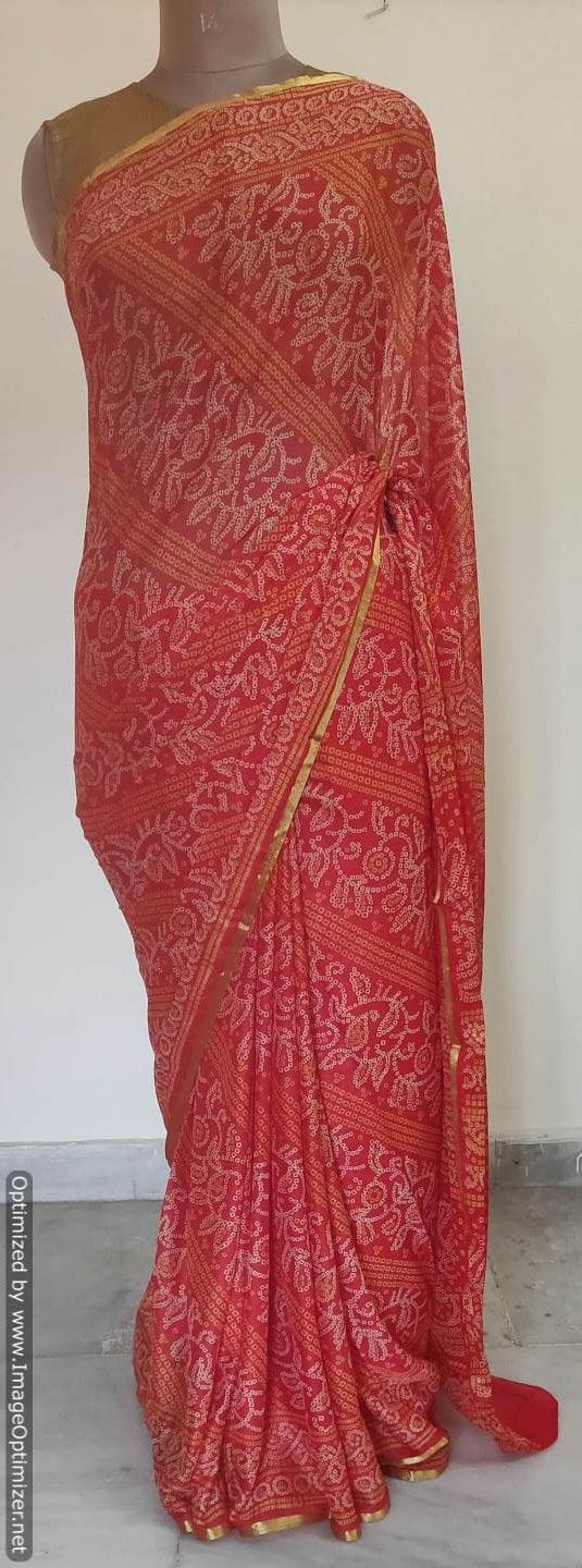 Bandhani Printed Chiffon Chinon Saree SHV01 - Ethnic's By Anvi Creations