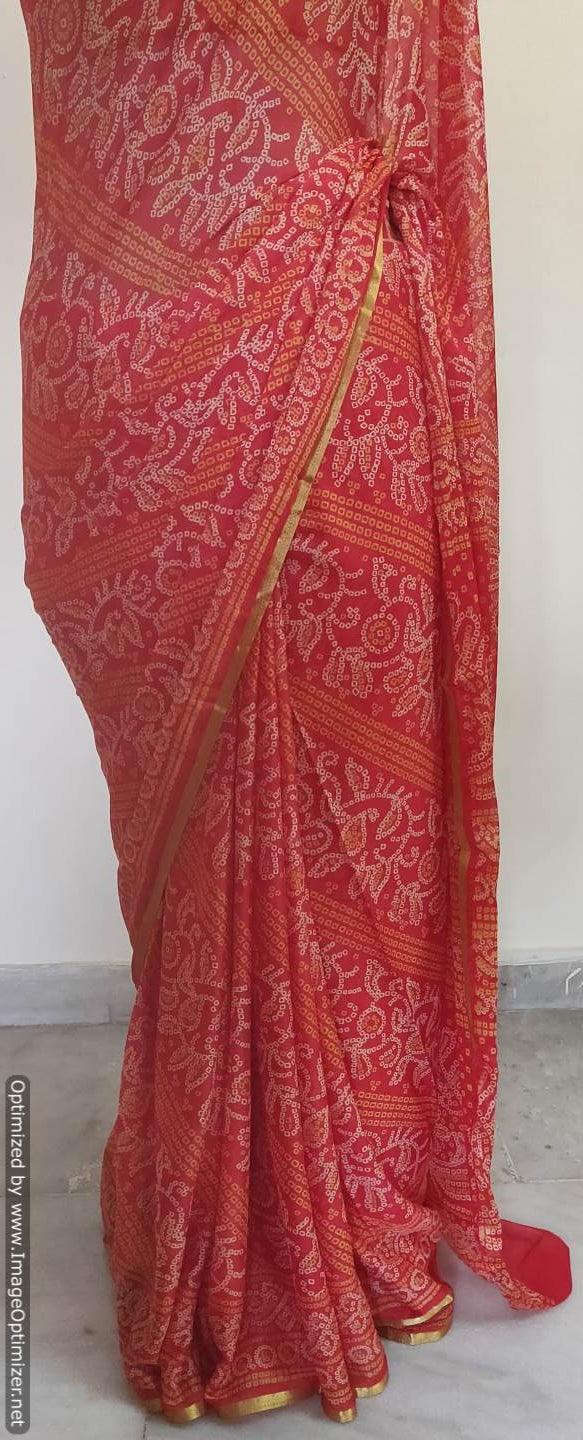 Bandhani Printed Chiffon Chinon Saree SHV01 - Ethnic's By Anvi Creations