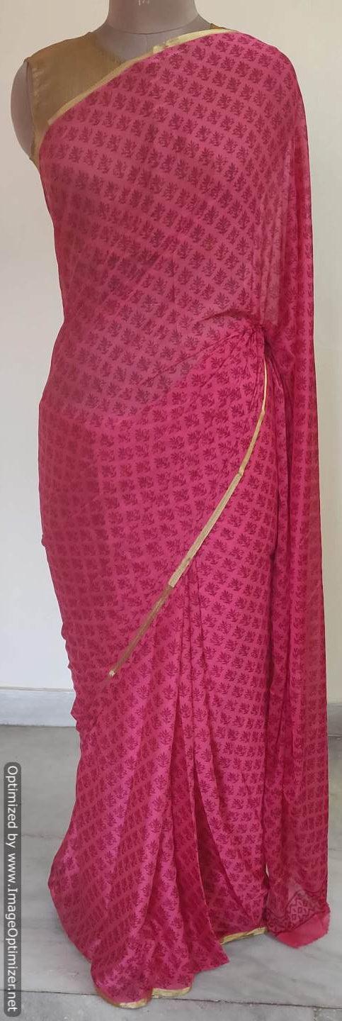 Floral Printed Chiffon Chinon Saree SHV06 - Ethnic's By Anvi Creations