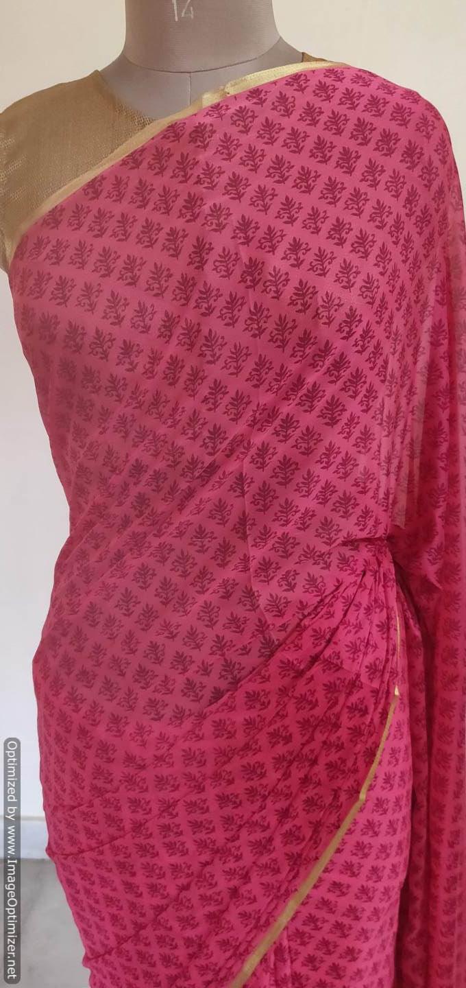 Floral Printed Chiffon Chinon Saree SHV06 - Ethnic's By Anvi Creations