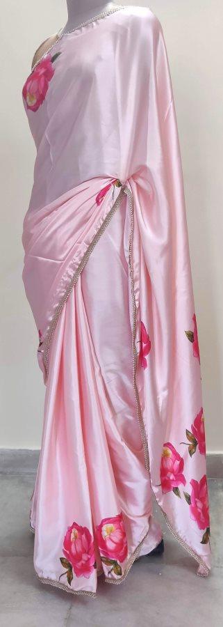 Designer Satin Crepe Digital Printed Pearl Lacer Saree SP23 - Ethnic's By Anvi Creations