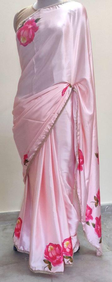 Designer Satin Crepe Digital Printed Pearl Lacer Saree SP23 - Ethnic's By Anvi Creations