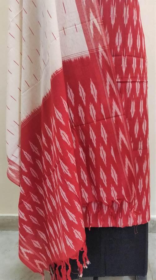 Pochampally Single Ikkat Red Cotton Dress Material SVIK01 - Ethnic's By Anvi Creations