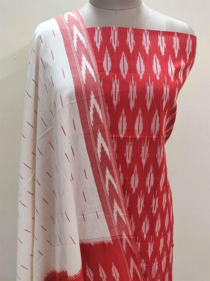 Pochampally Single Ikkat Red Cotton Dress Material SVIK01 - Ethnic's By Anvi Creations