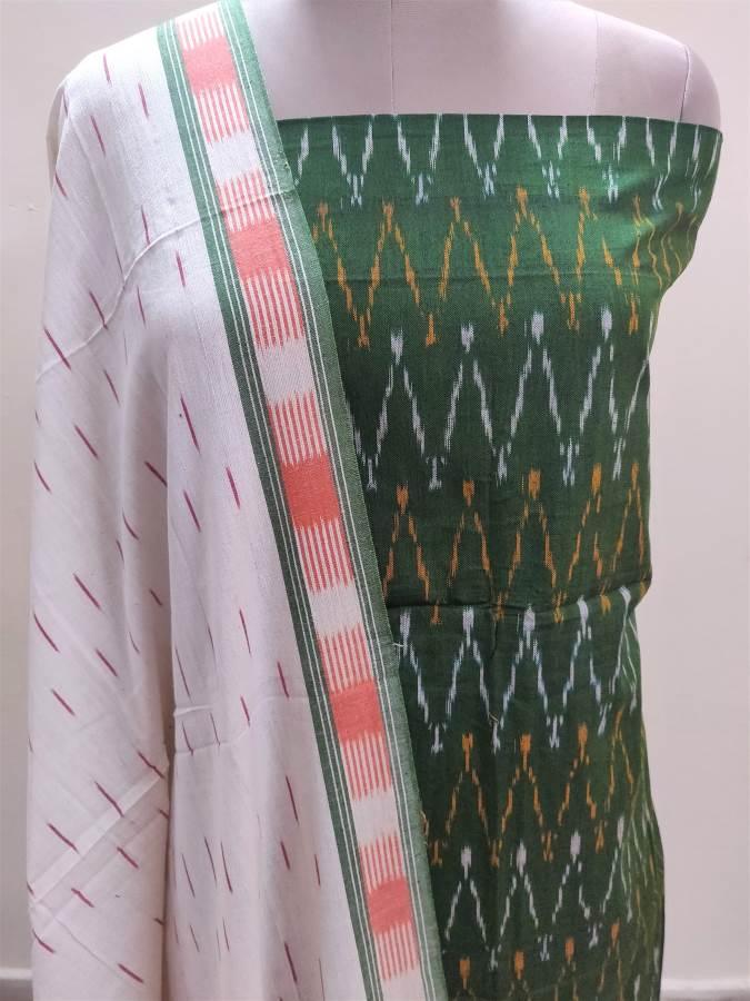 Pochampally Single Ikkat Green Cotton Dress Material SVIK03 - Ethnic's By Anvi Creations
