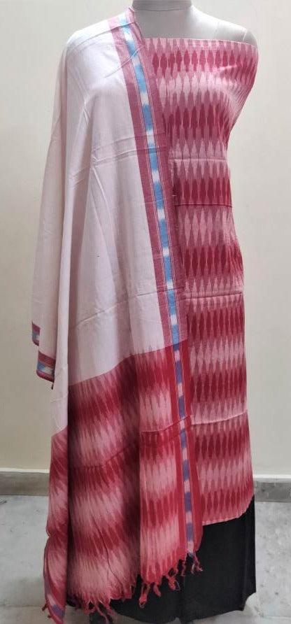 Pochampally Single Ikkat Red Cotton Dress Material SVIK12 - Ethnic's By Anvi Creations