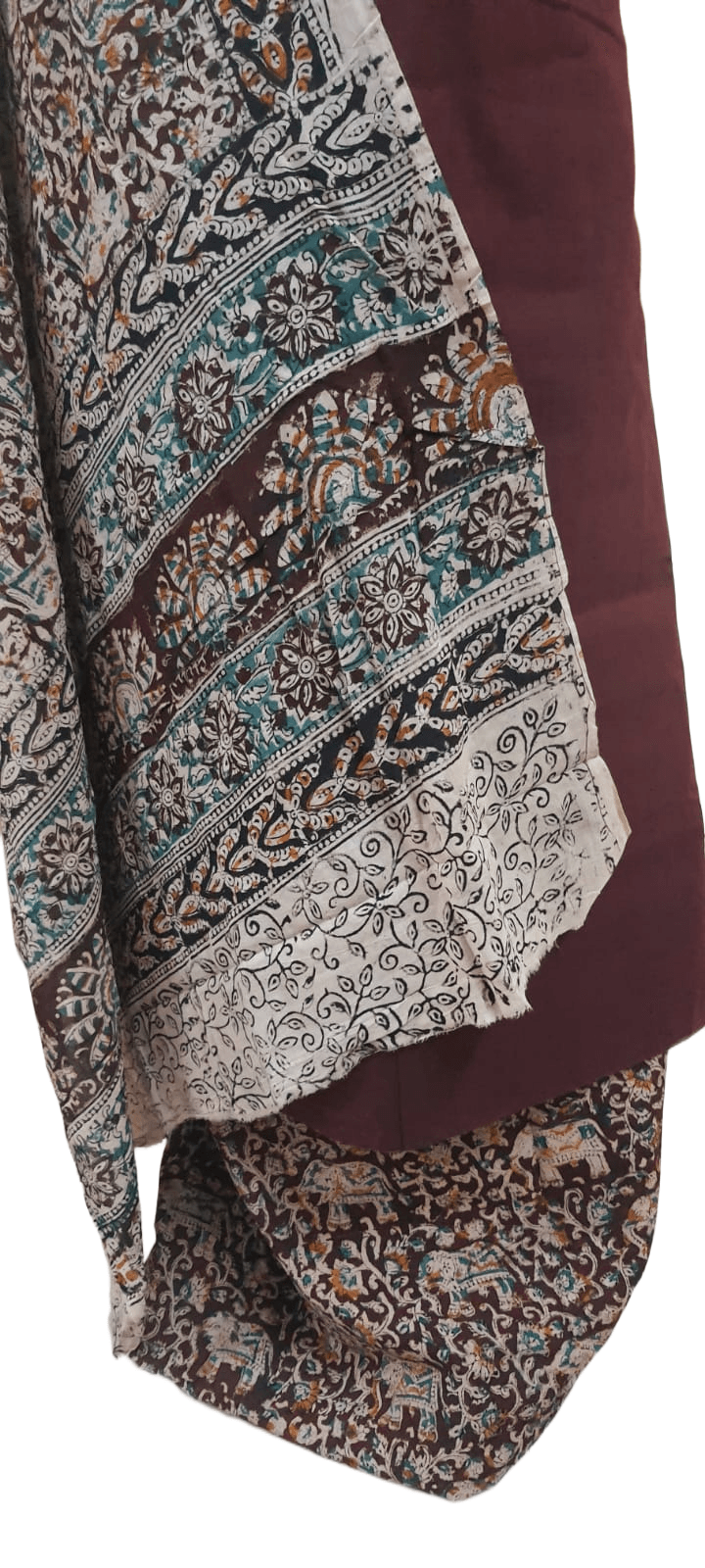 Maroon Kalamkari Salwar Kameez Dress Material - Ethnic's By Anvi Creations