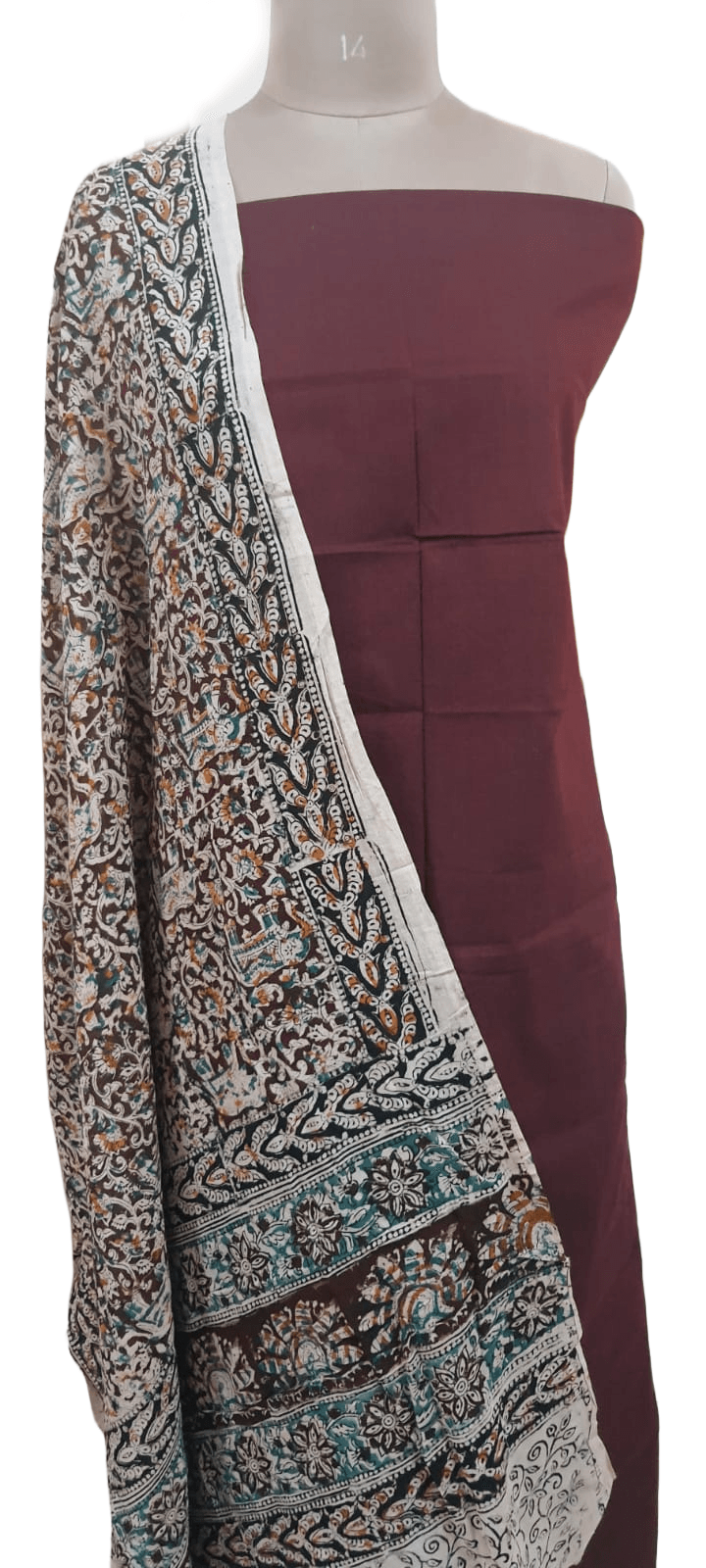 Maroon Kalamkari Salwar Kameez Dress Material - Ethnic's By Anvi Creations