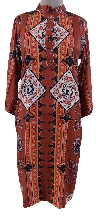 Semi Stitched Orange Digital Printed Pashmina Kurti 04-Anvi Creations-Pakistani Kurti