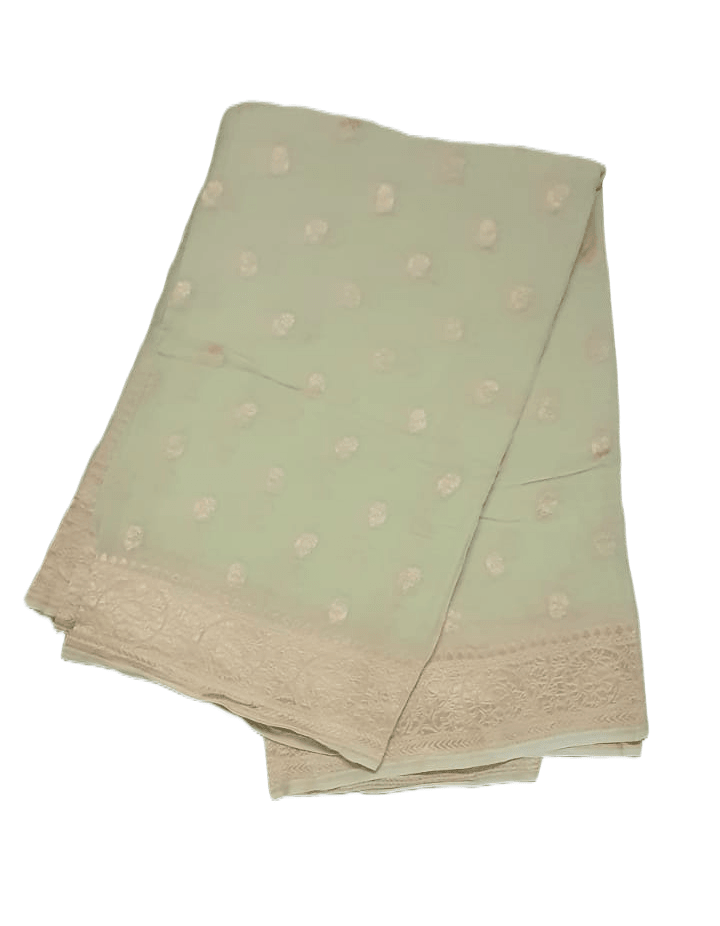 Exclusive Lime Green Pure Khaddi Georgette Banarasi Saree - Ethnic's By Anvi Creations