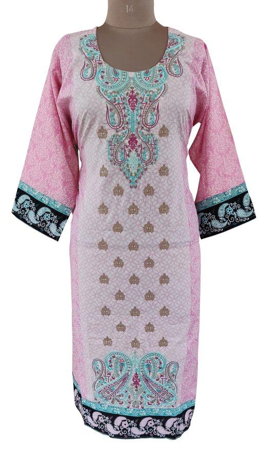 Designer Pink Semi Stitched Embroidered Kurti ZS1B-Anvi Creations-Pakistani Kurti