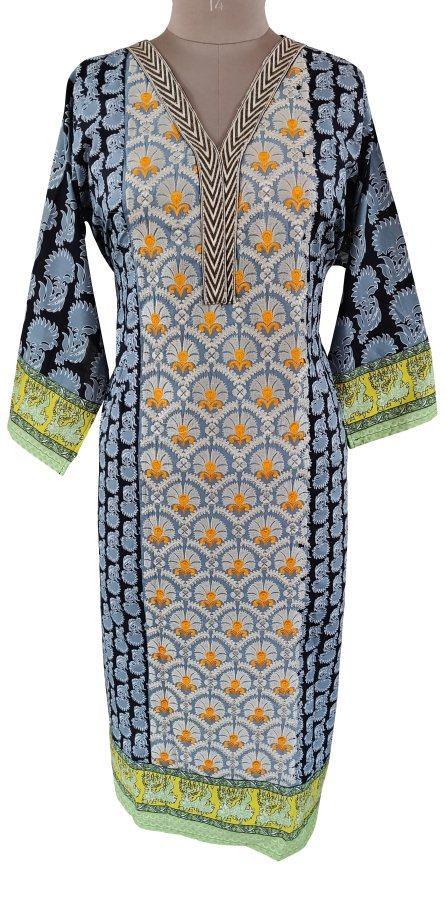 Designer Black Semi Stitched Embroidered Kurti ZS2A-Anvi Creations-Pakistani Kurti