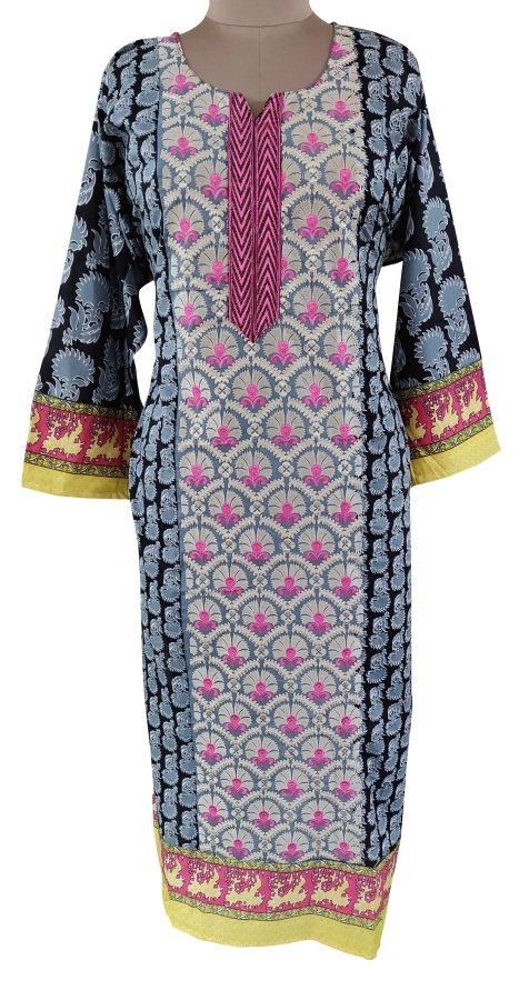 Designer Pakistani Gray Semi Stitched Embroidered Kurti ZS2B-Anvi Creations-Pakistani Kurti