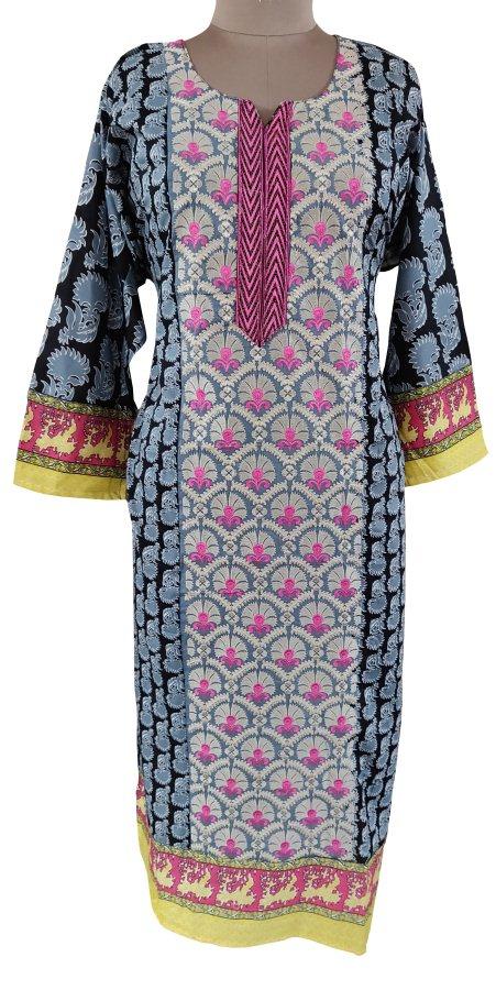Designer Pakistani Gray Semi Stitched Embroidered Kurti ZS2B-Anvi Creations-Pakistani Kurti