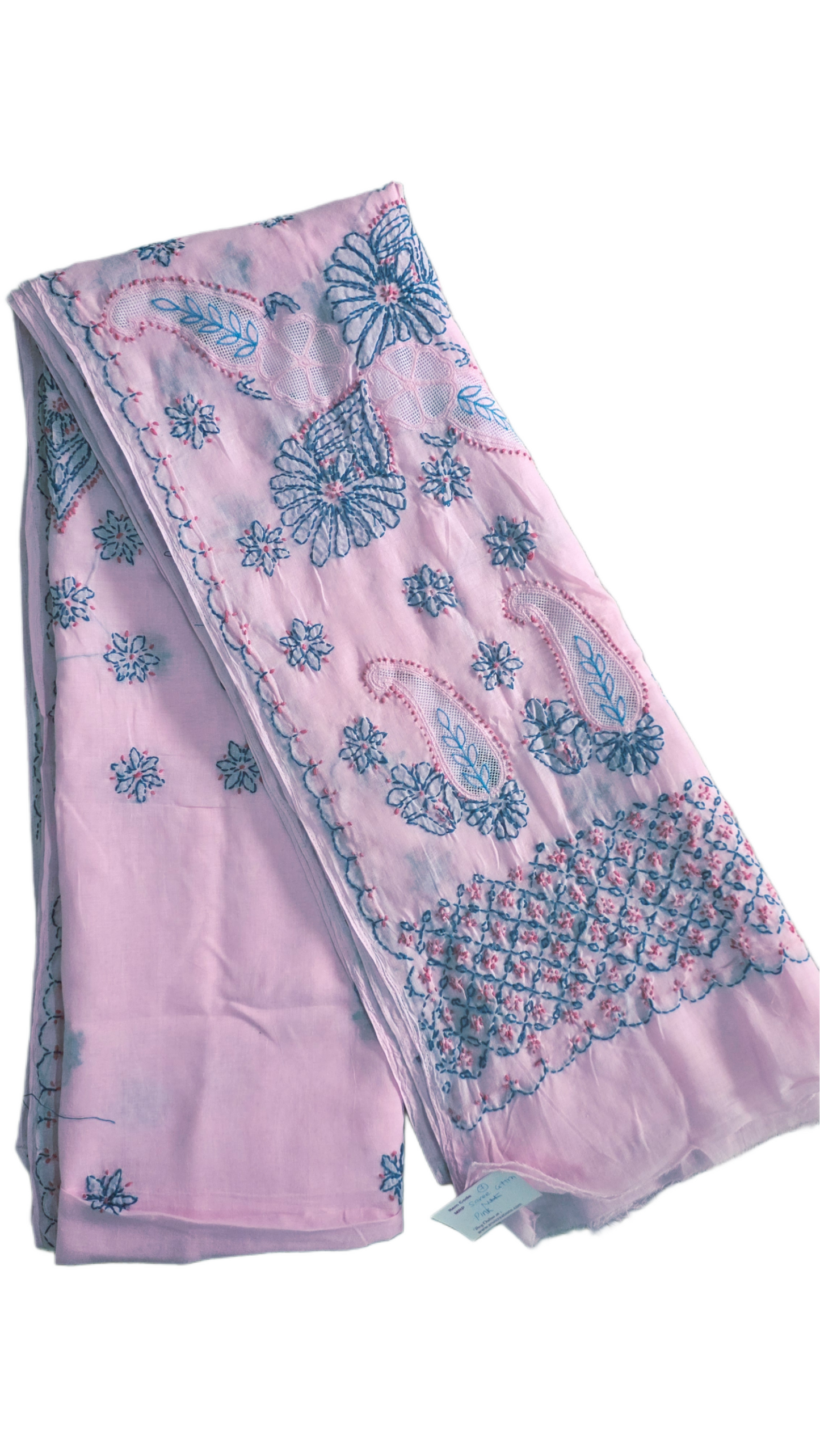 Pure Cotton Jaali work Lakhnavi Chikankari saree