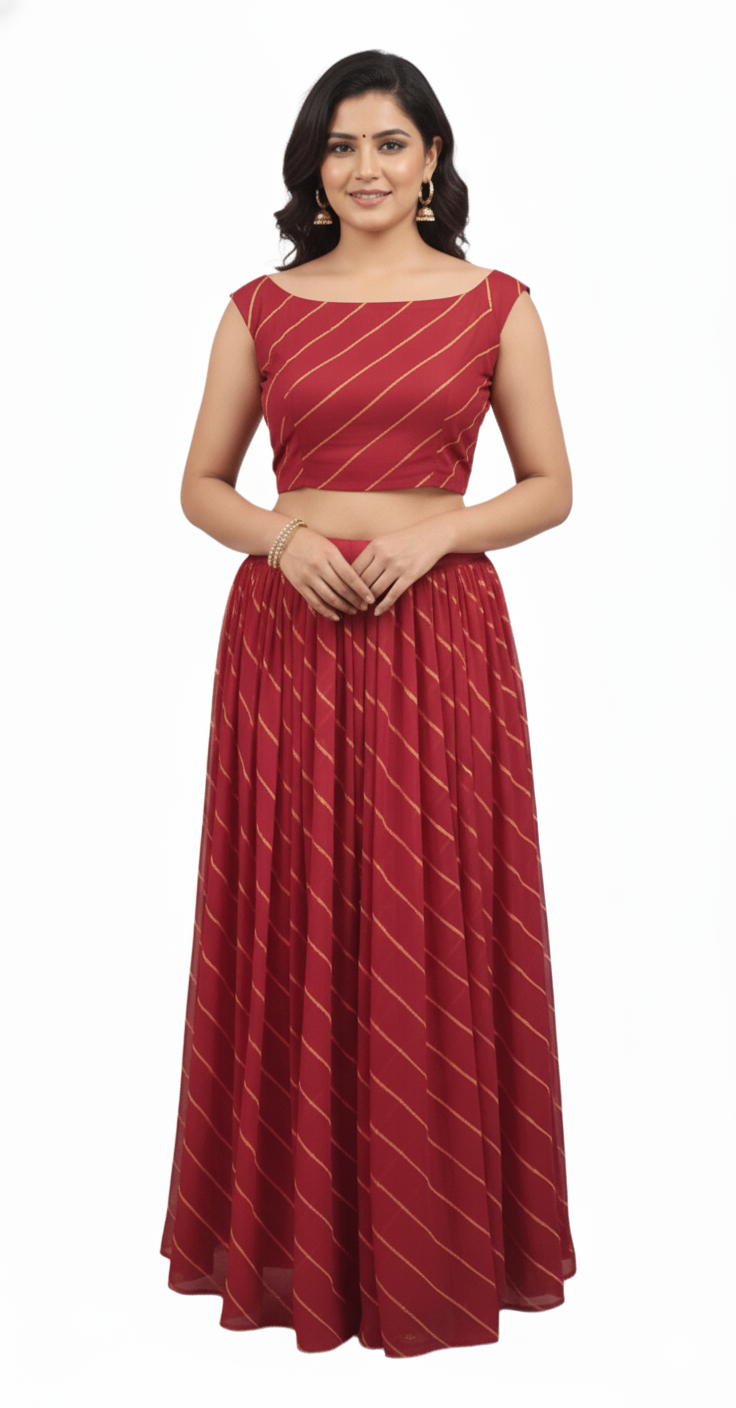 Festive Red Leheriya Lehenga Choli ALC37