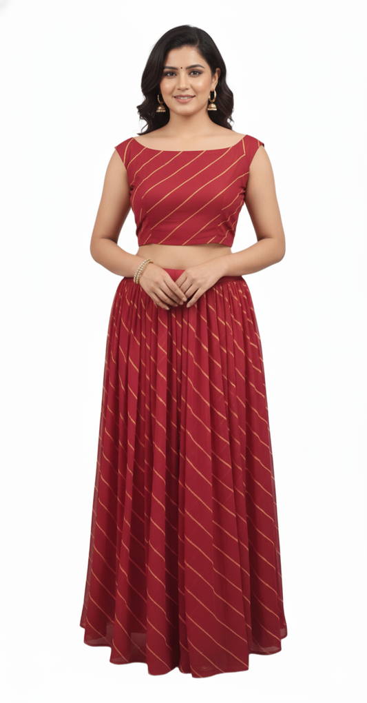 Festive Red Leheriya Lehenga Choli ALC37