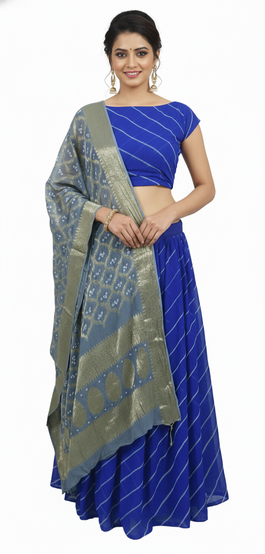 Festive Royal Blue Leheriya Lehenga Choli ALC33