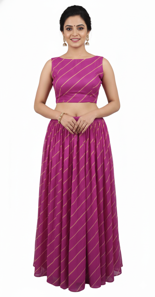 Festive Pink Leheriya Lehenga Choli ALC35