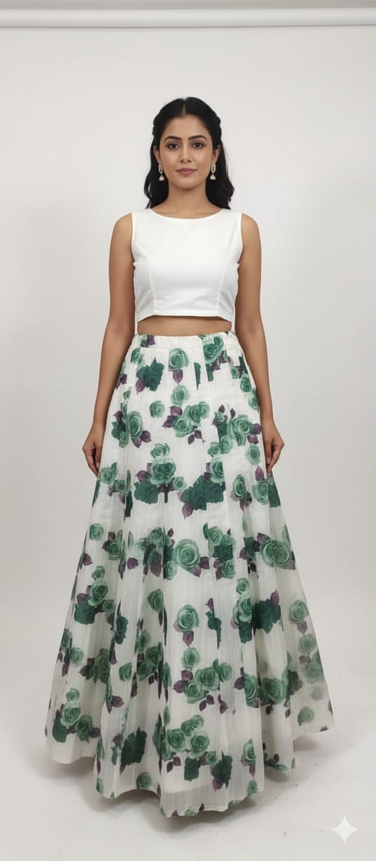 Designer Bhagalpuri Digital Printed Ready To Wear Lehenga Skirt Only ALC14