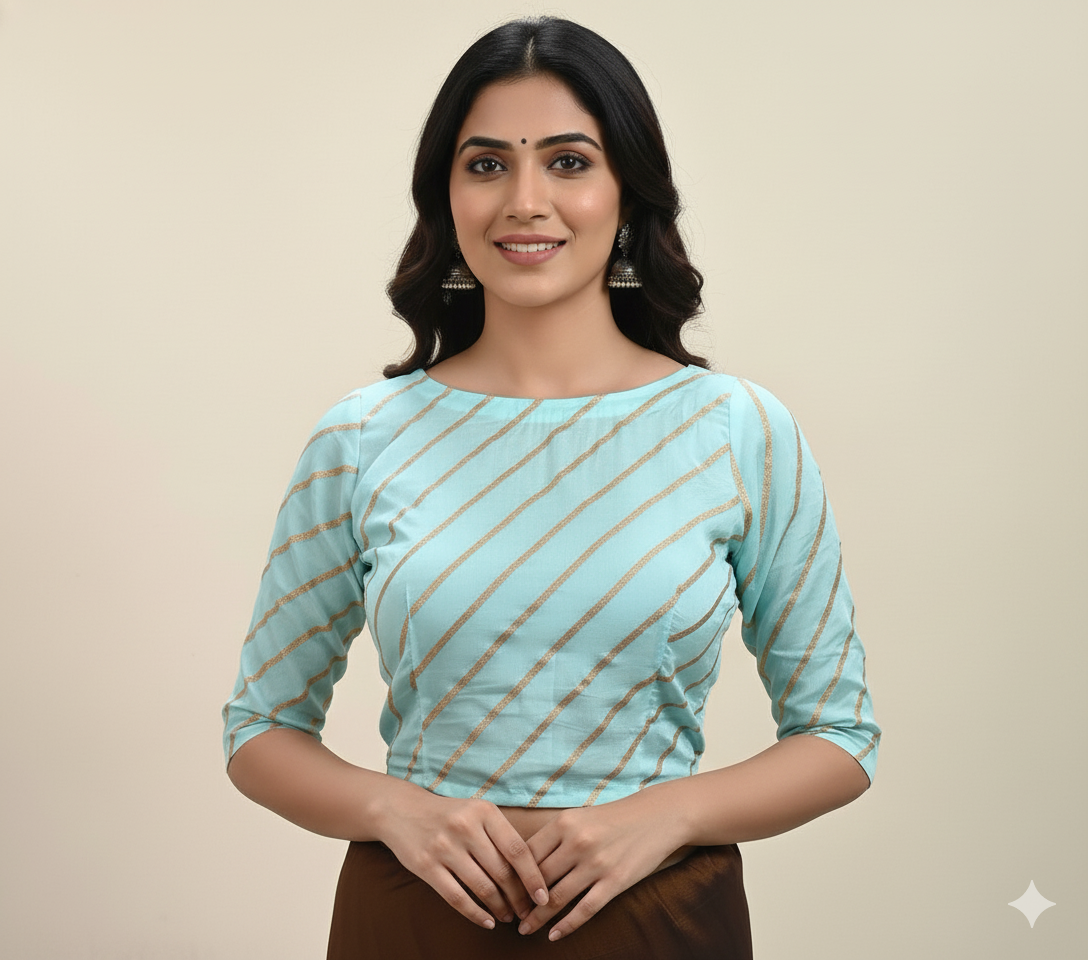 Designer Pastel Green Chinon Zari Embroidered Ready to Wear Blouse Crop Top ACP04