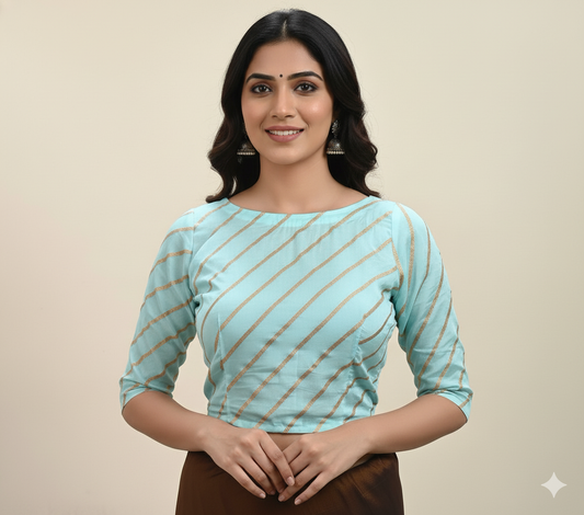 Designer Pastel Green Chinon Zari Embroidered Ready to Wear Blouse Crop Top ACP04