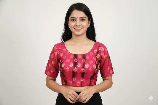 Designer Pink Shaded Ready to Wear Long Blouse Crop Top ACP15