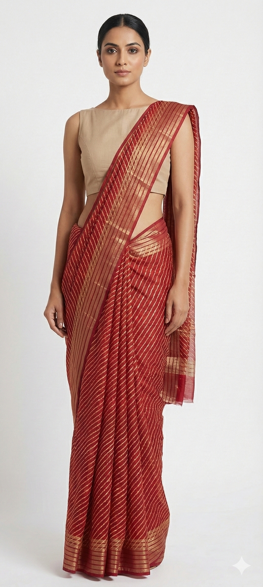 Beautiful Maroon Printed Chiffon Bandhej Bandhani Saree