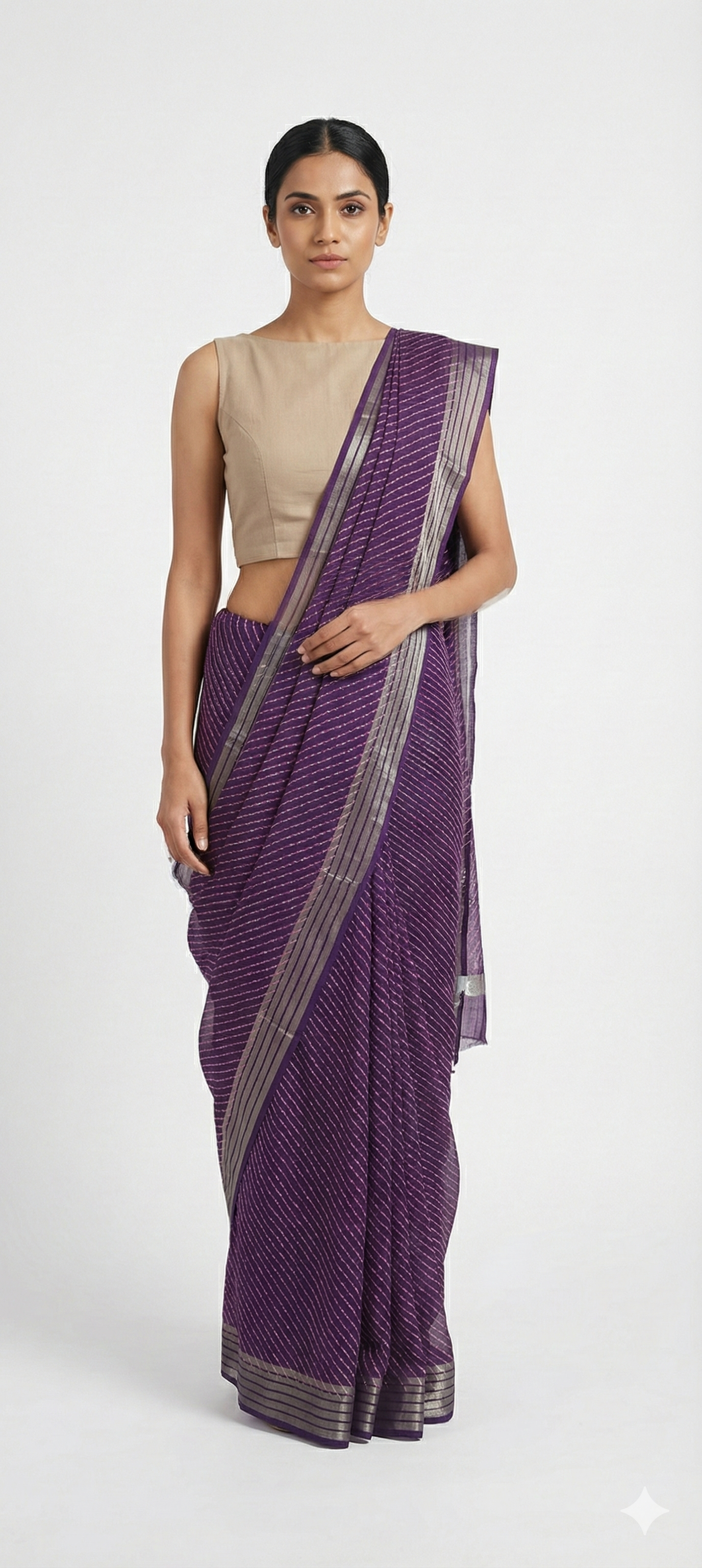 Beautiful Purple Printed Chiffon Bandhej Bandhani Saree